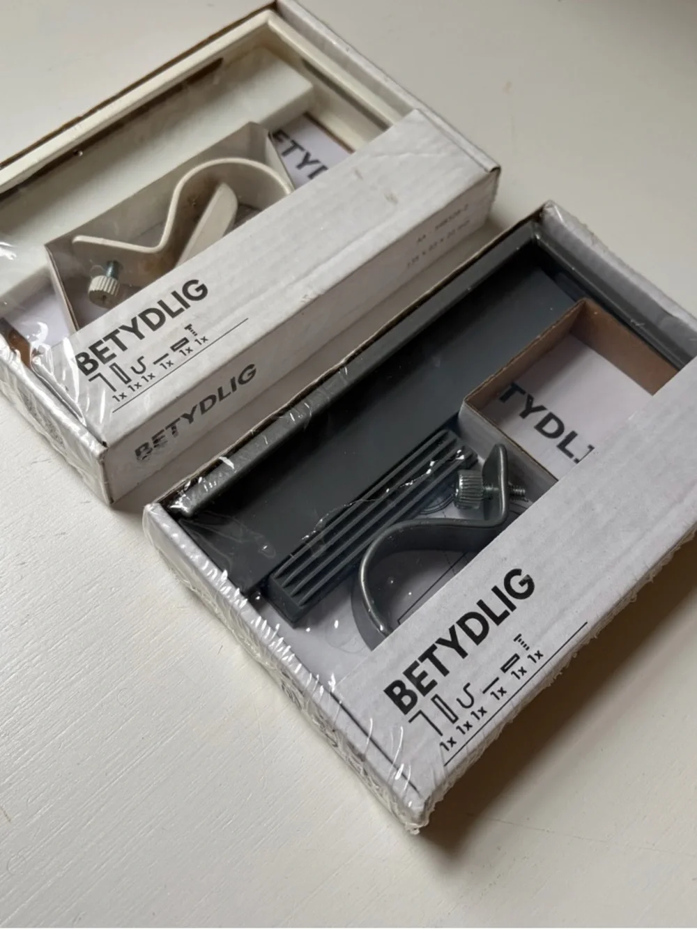 NWT IKEA Set of 2 Betydlig Mounting Wall Hanging Bracket Hardware White & Gray